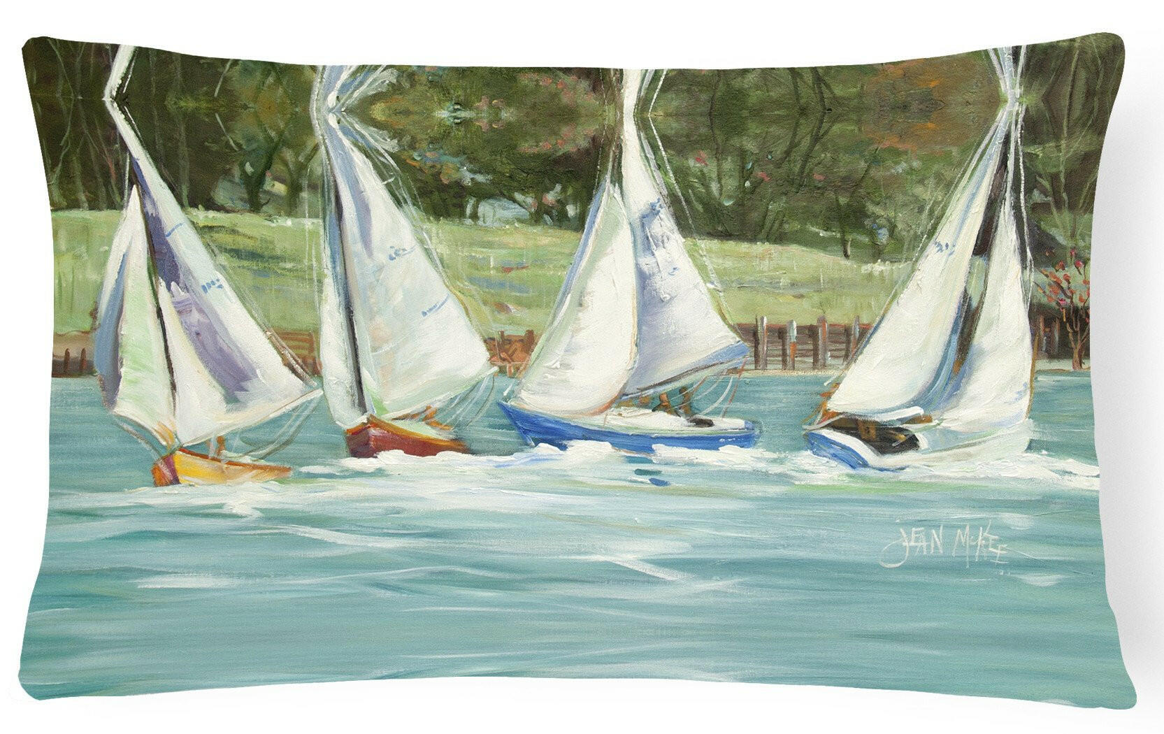 Sailboats on the bay Canvas Fabric Decorative Pillow JMK1035PW1216 by Caroline's Treasures