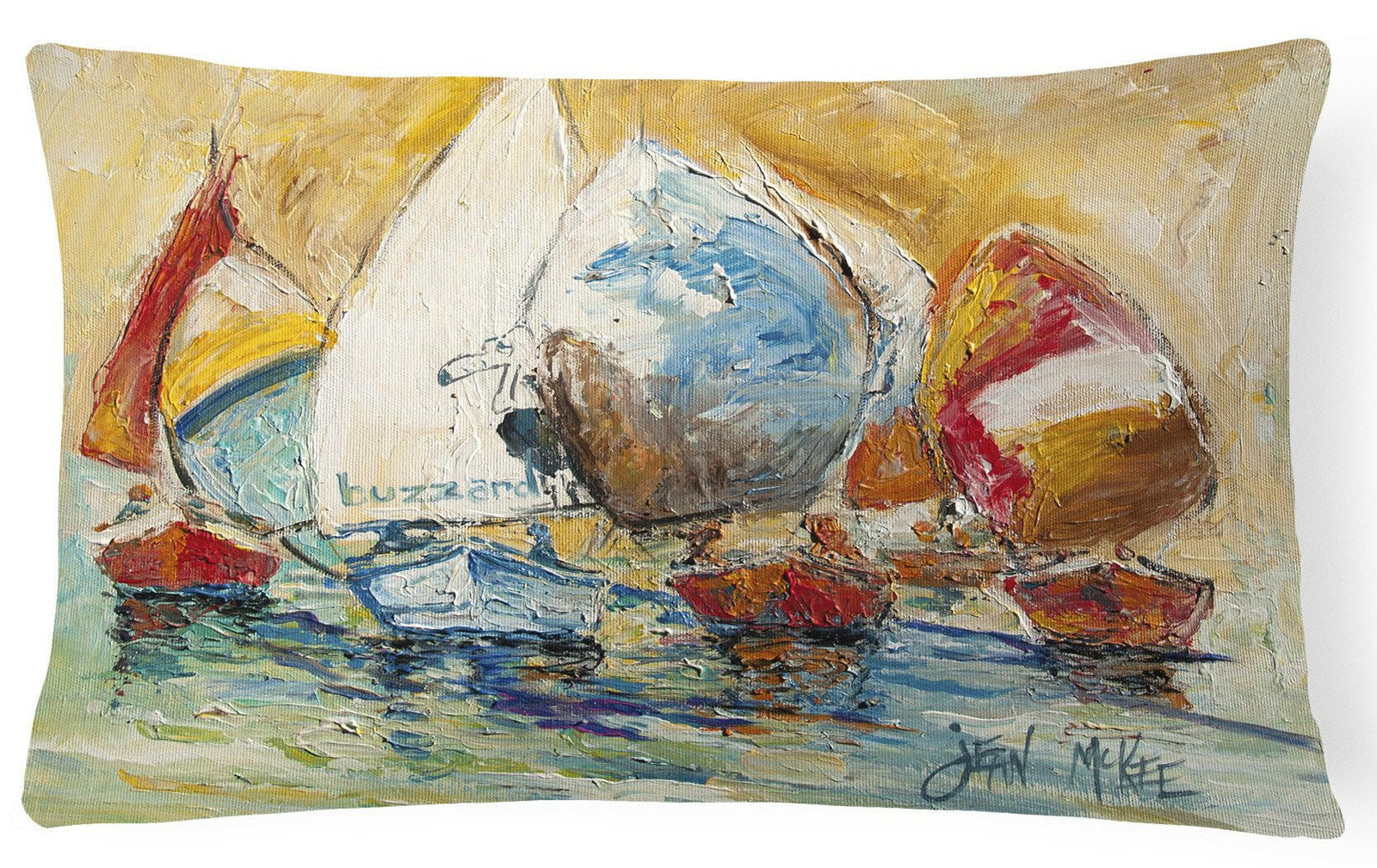 Buzzards Sailboat Race Canvas Fabric Decorative Pillow JMK1037PW1216 by Caroline's Treasures