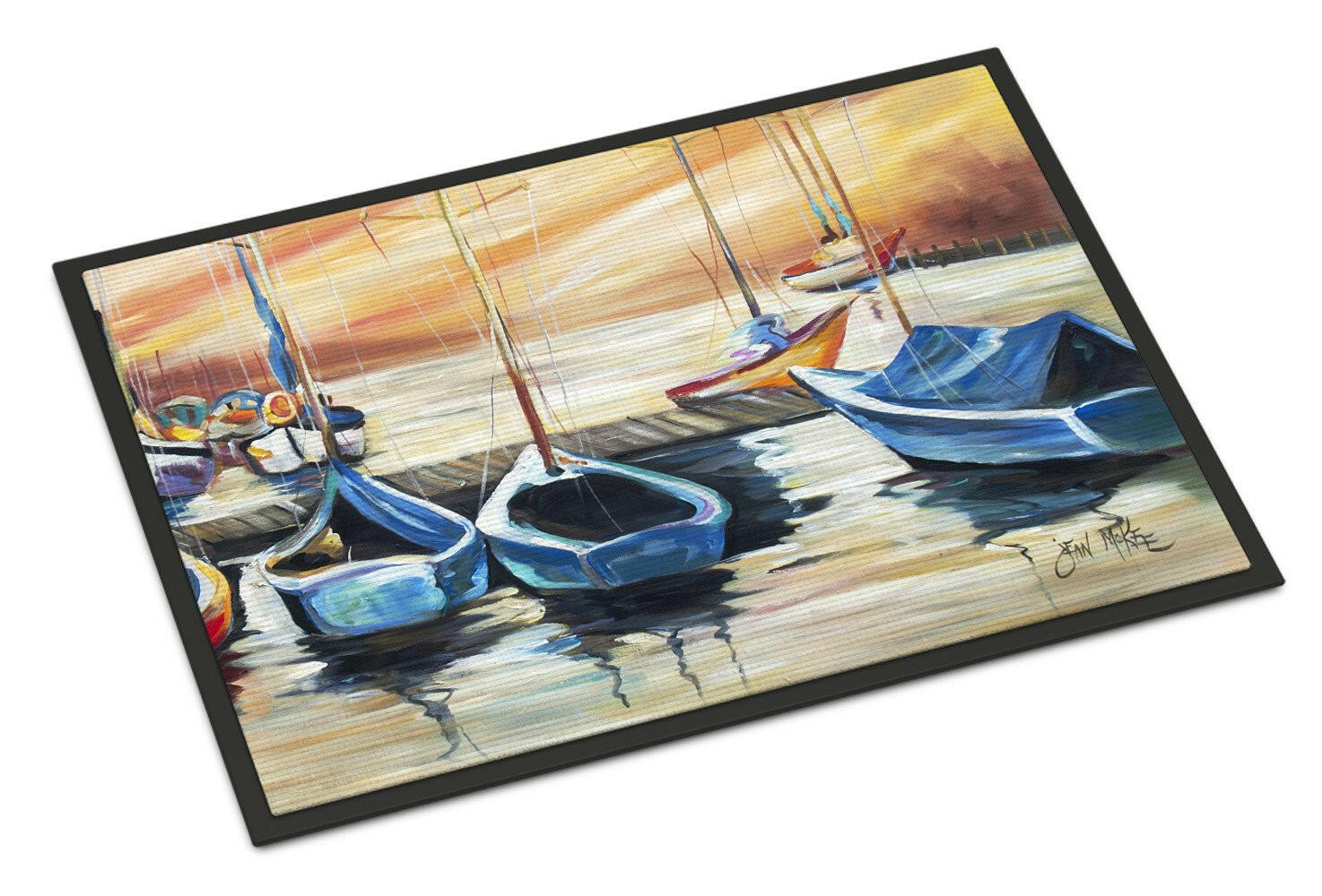 Beach View with Sailboats Indoor or Outdoor Mat 18x27 JMK1038MAT - the-store.com