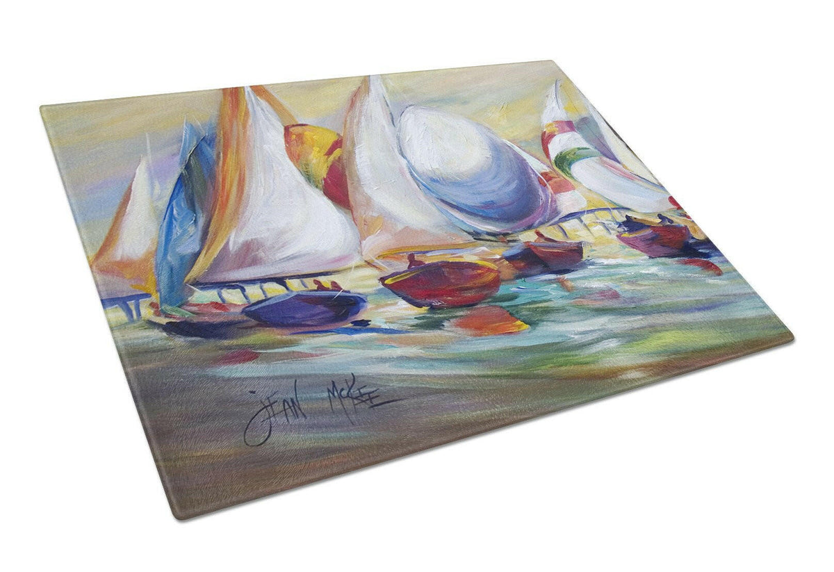 Sailboat Race in Dauphin Island Glass Cutting Board Large JMK1040LCB by Caroline&#39;s Treasures