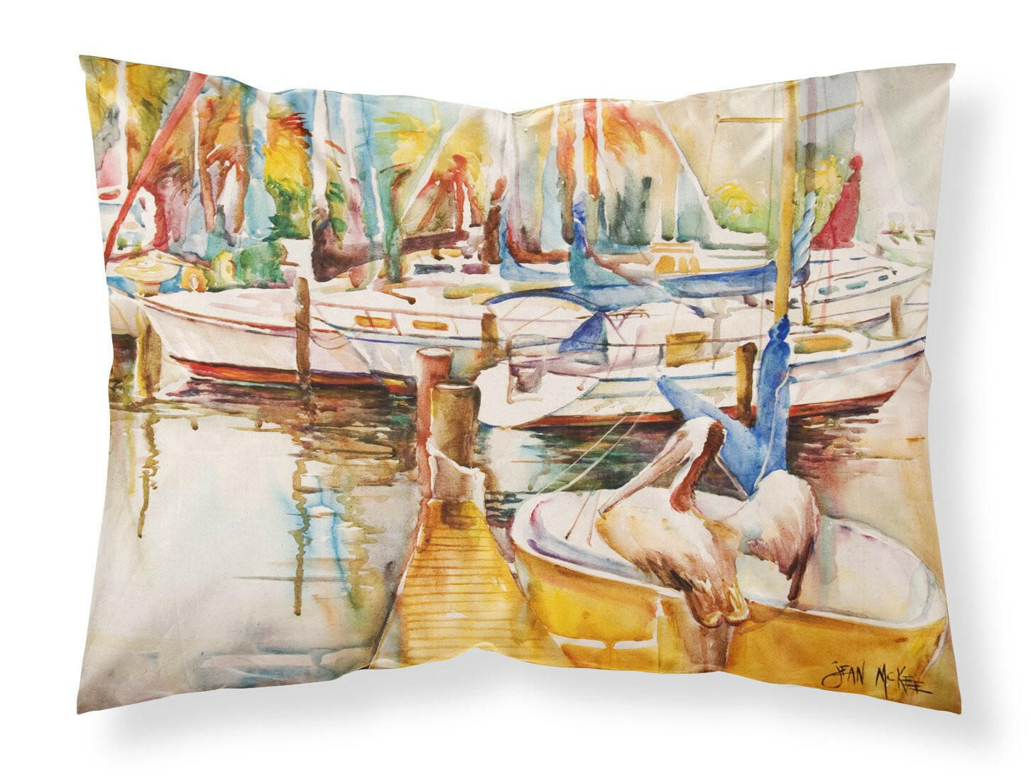 Sailboat  with Pelican Golden Days Fabric Standard Pillowcase JMK1042PILLOWCASE by Caroline's Treasures