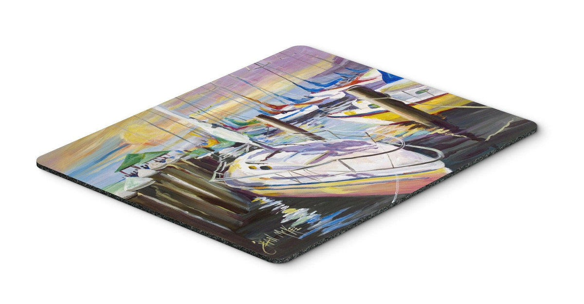 Sailboats at the Fairhope Yacht Club Docks Mouse Pad, Hot Pad or Trivet by Caroline&#39;s Treasures