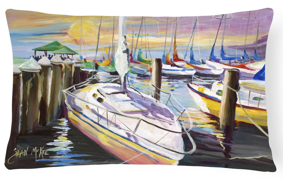 Sailboats at the Fairhope Yacht Club Docks Canvas Fabric Decorative Pillow by Caroline&#39;s Treasures