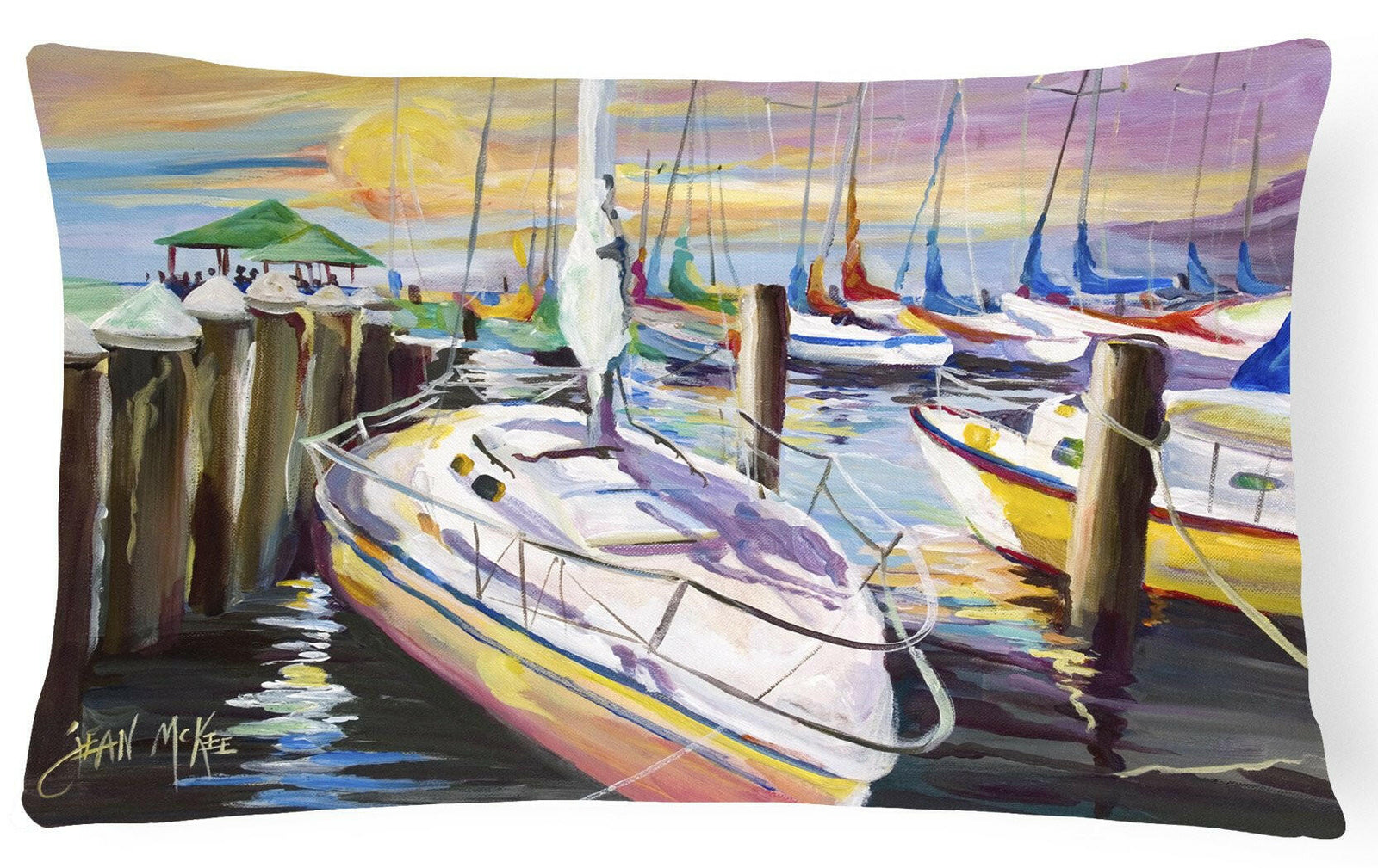 Sailboats at the Fairhope Yacht Club Docks Canvas Fabric Decorative Pillow by Caroline's Treasures