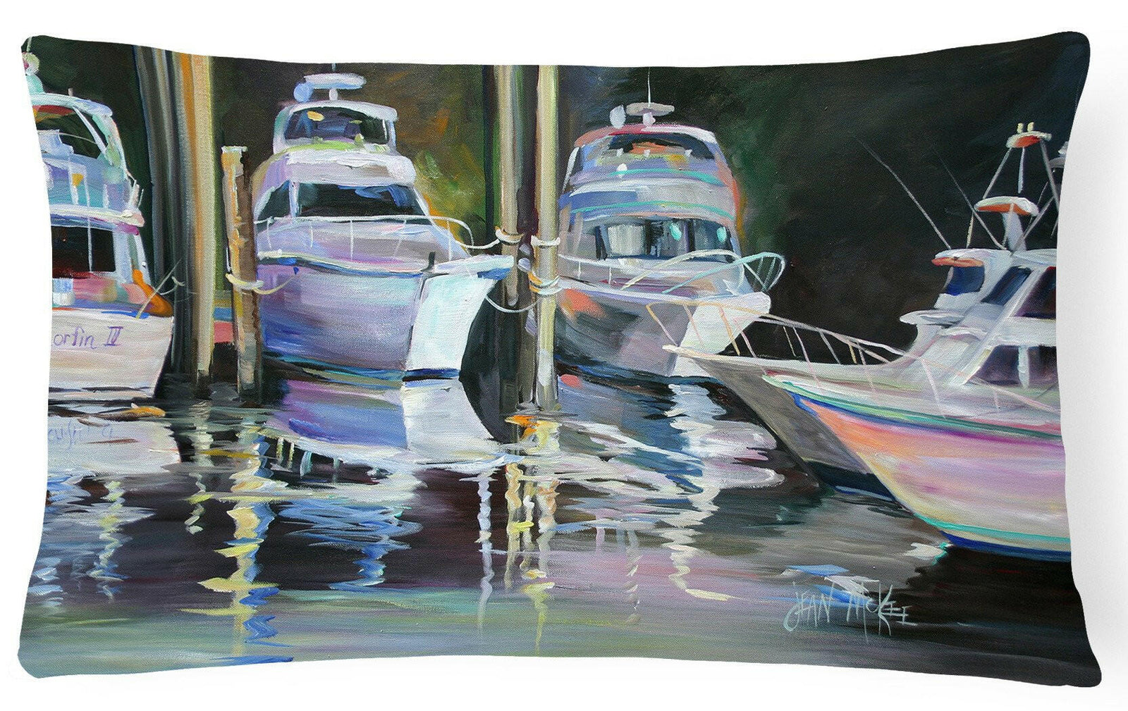 Deep Sea Fishing Boats Canvas Fabric Decorative Pillow JMK1048PW1216 by Caroline's Treasures