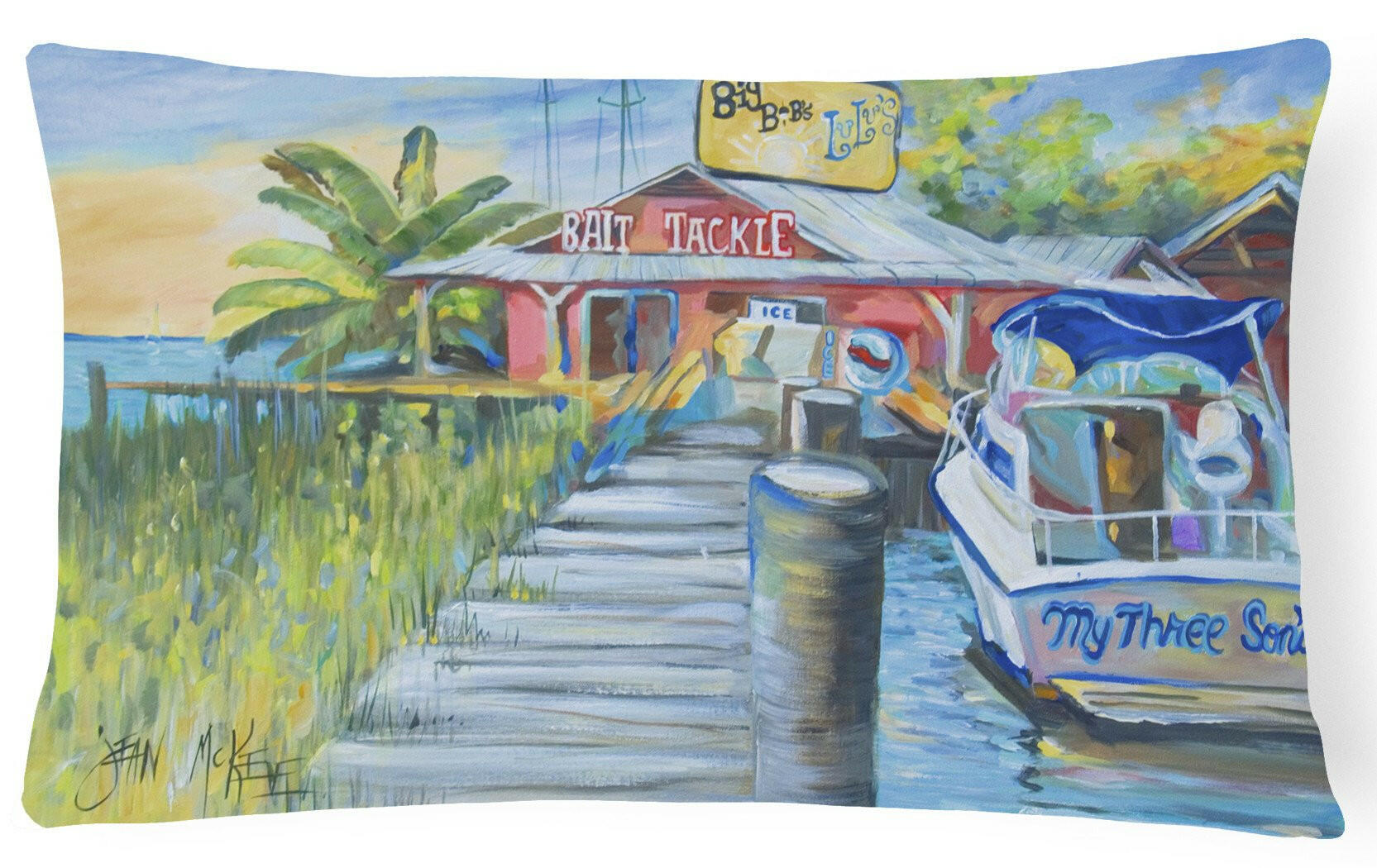 Deep Sea Fishing Boat at LuLu's Canvas Fabric Decorative Pillow JMK1050PW1216 by Caroline's Treasures