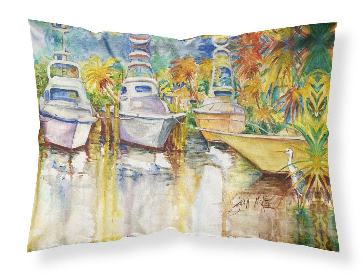 Blue Heron and Deep Sea Fishing Boats Fabric Standard Pillowcase by Caroline&#39;s Treasures