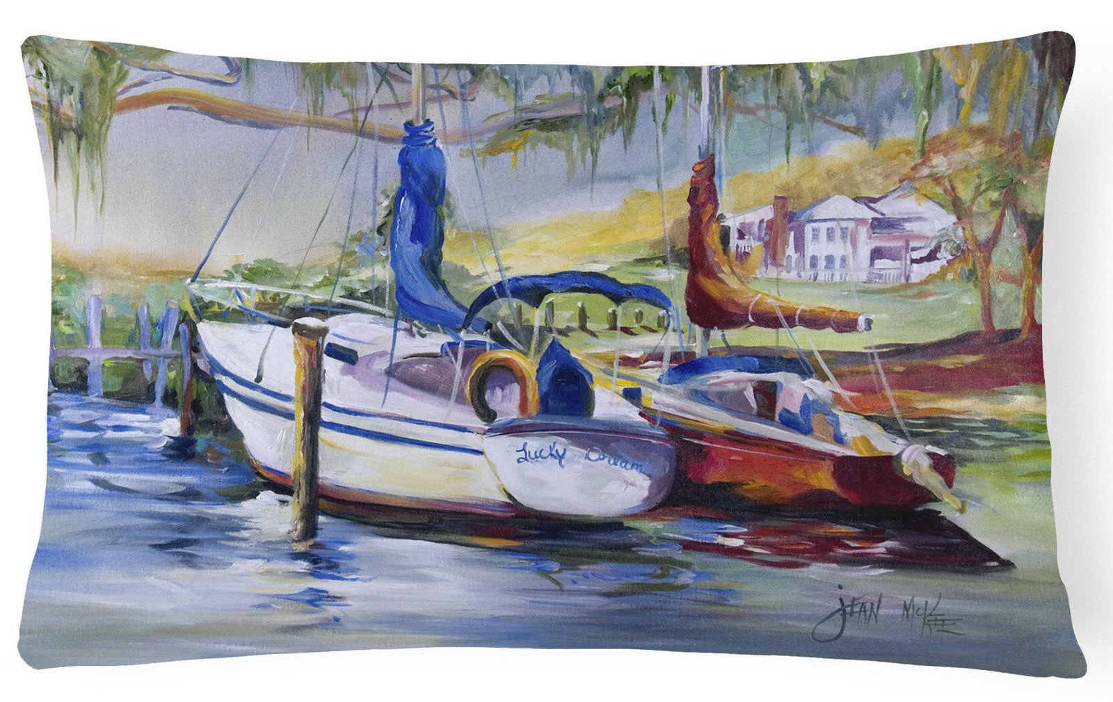 Lucky Dream Sailboat Canvas Fabric Decorative Pillow JMK1053PW1216 by Caroline's Treasures