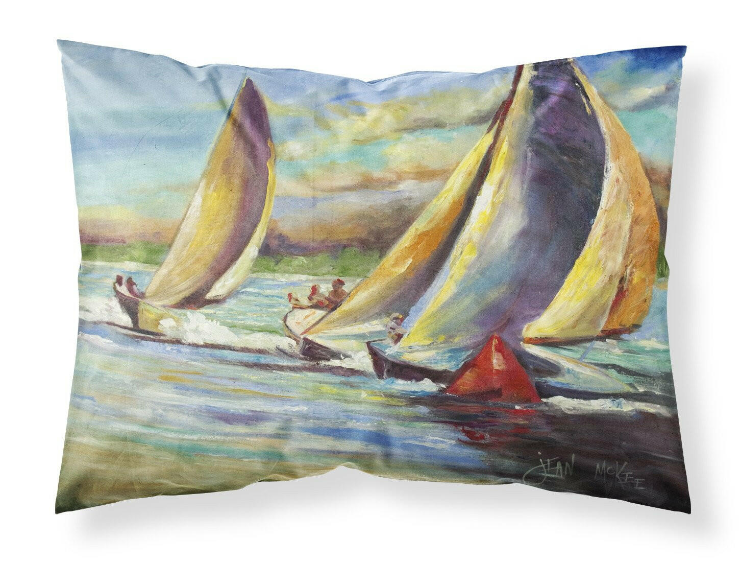 Knost Regatta Pass Christian Sailboats Fabric Standard Pillowcase by Caroline's Treasures
