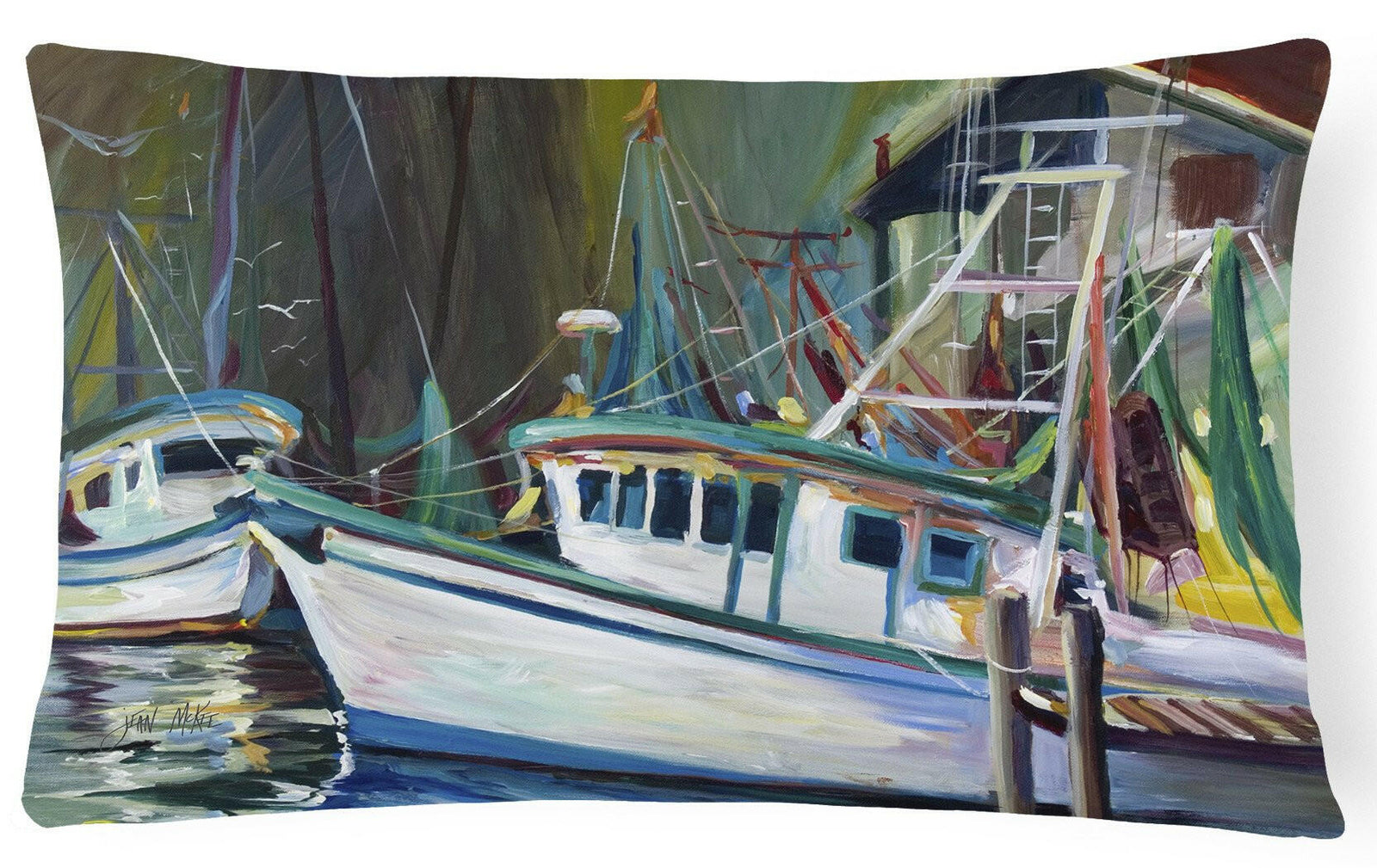 Joe Patti Shrimp Boat Canvas Fabric Decorative Pillow JMK1058PW1216 by Caroline's Treasures