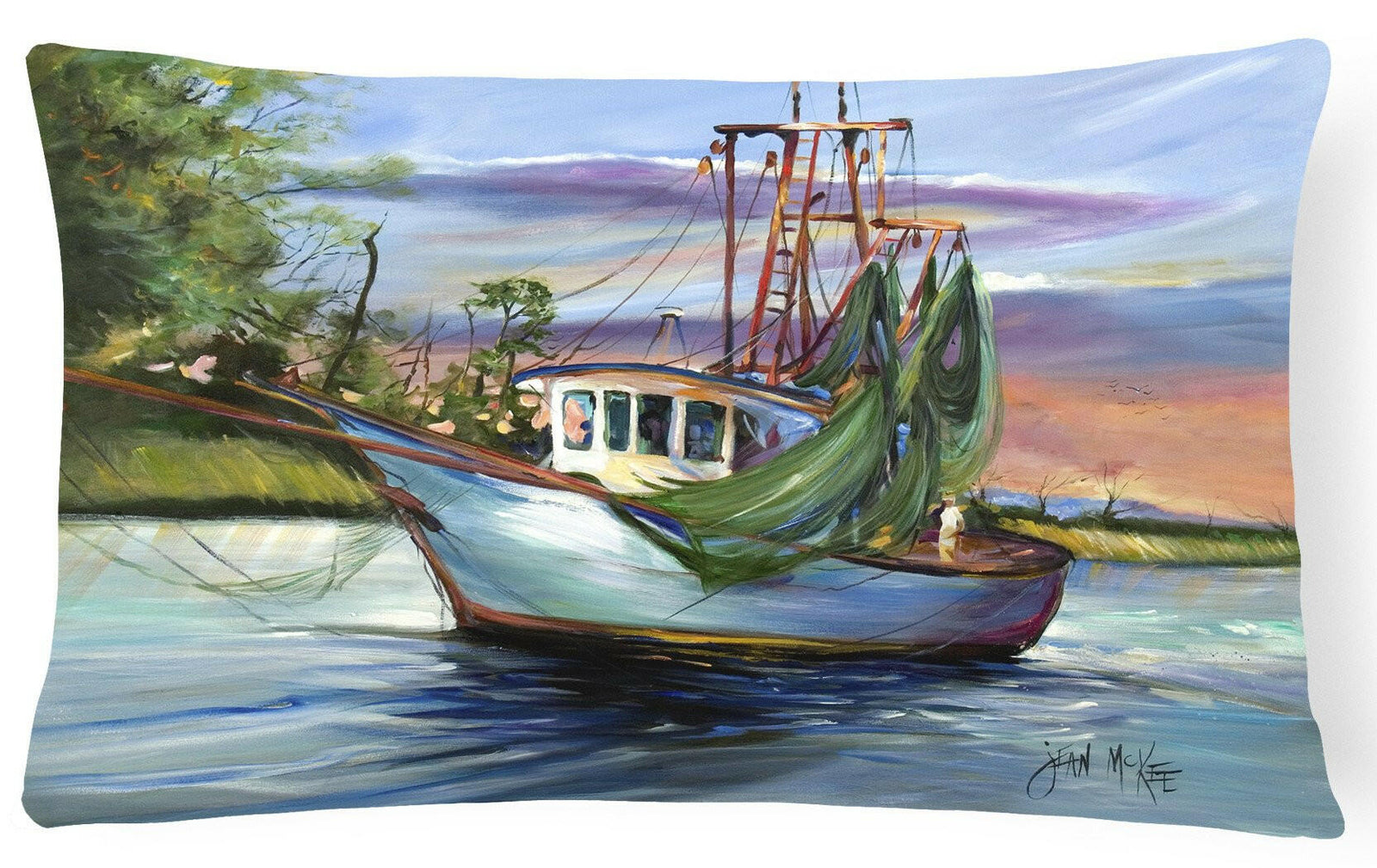 Jeannie Shrimp Boat Canvas Fabric Decorative Pillow JMK1059PW1216 by Caroline's Treasures