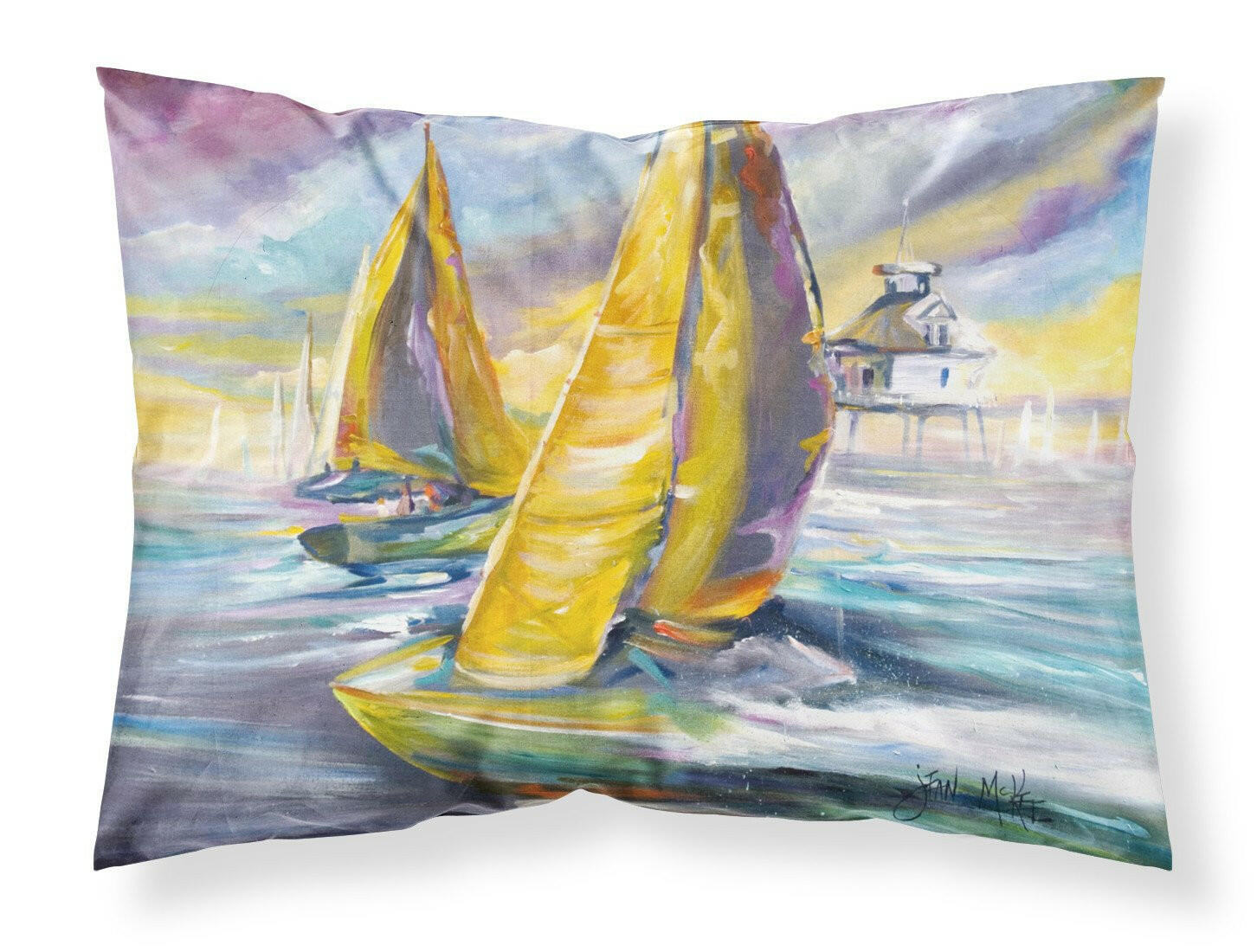 Sailboat with Middle Bay Lighthouse Fabric Standard Pillowcase JMK1061PILLOWCASE by Caroline's Treasures