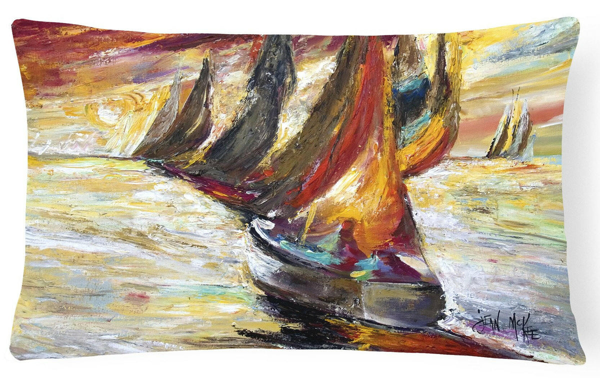 Red Sails Sailboat  Canvas Fabric Decorative Pillow JMK1062PW1216 by Caroline&#39;s Treasures