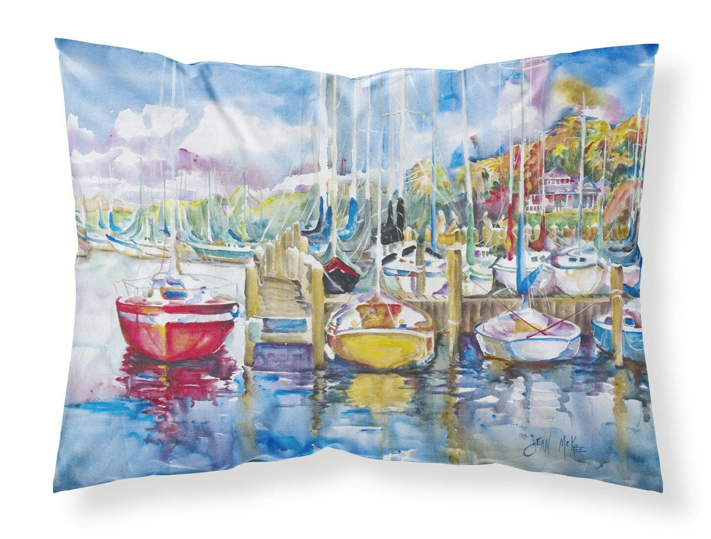 Paradise Yacht Club Sailboats Fabric Standard Pillowcase JMK1063PILLOWCASE by Caroline's Treasures