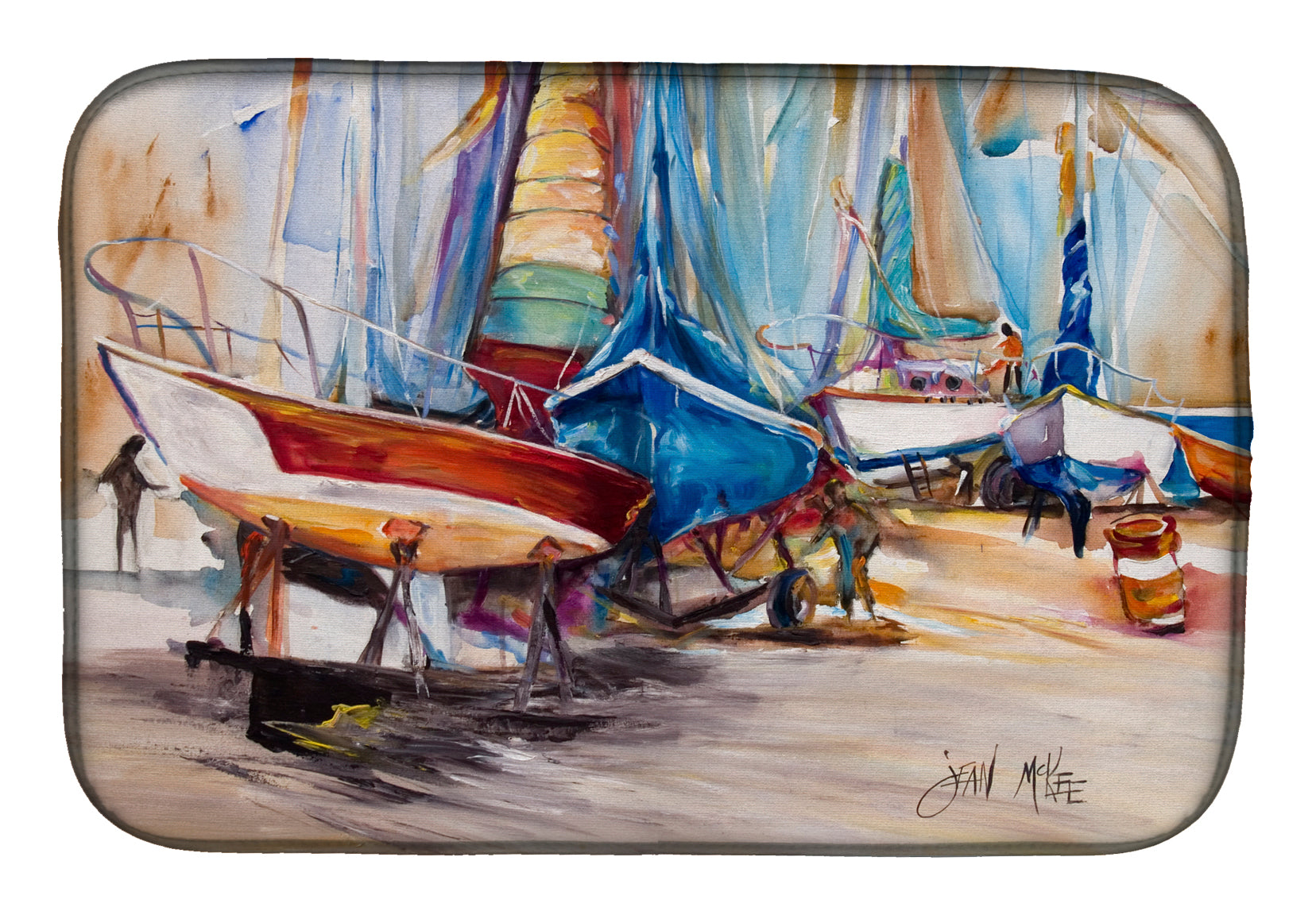 On the Hill Sailboats Dish Drying Mat JMK1066DDM  the-store.com.