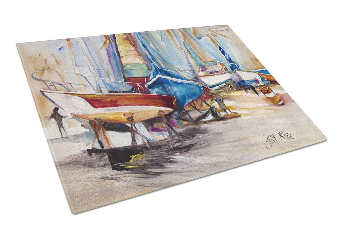 On the Hill Sailboats Glass Cutting Board Large JMK1066LCB by Caroline&#39;s Treasures