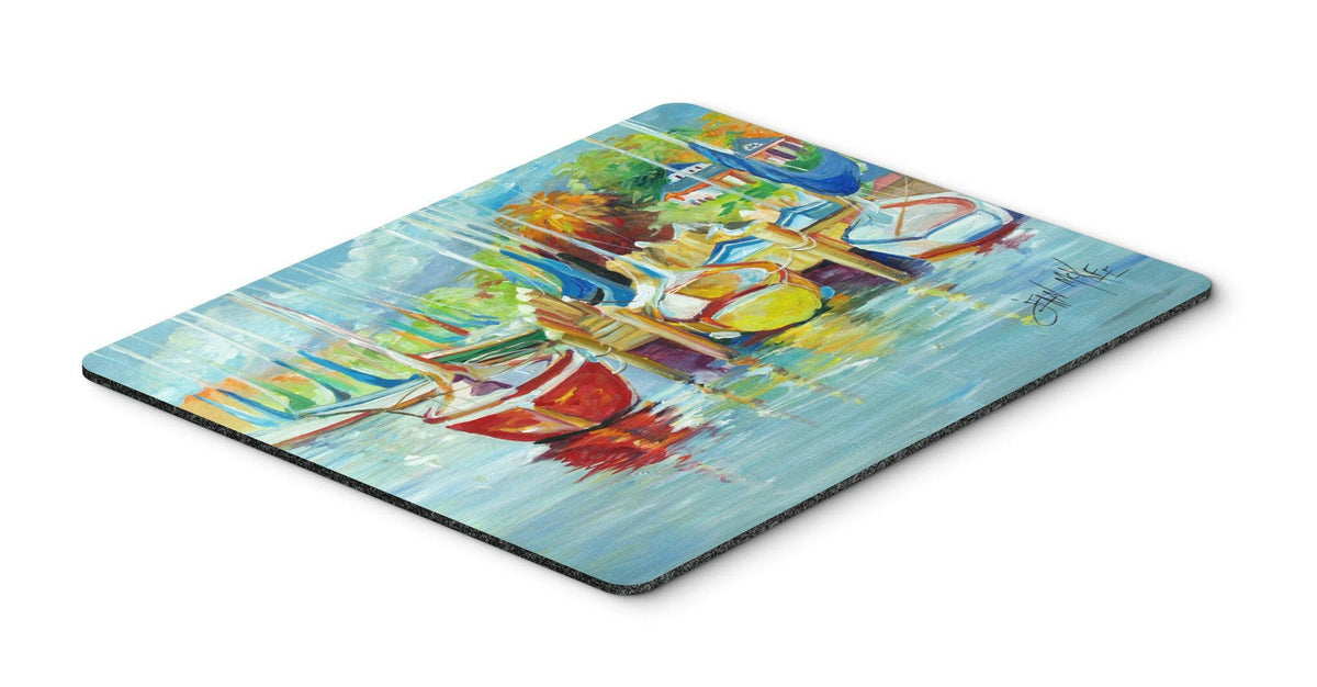 On the Dock Sailboats Mouse Pad, Hot Pad or Trivet JMK1070MP by Caroline&#39;s Treasures