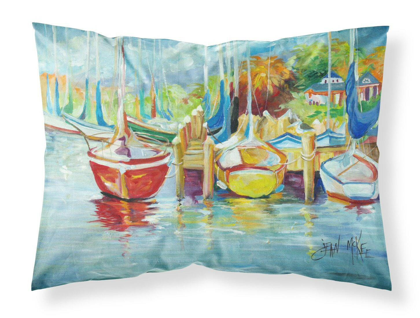 On the Dock Sailboats Fabric Standard Pillowcase JMK1070PILLOWCASE by Caroline's Treasures