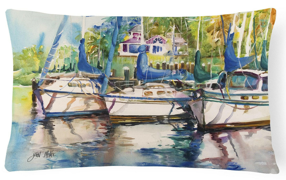 Safe Harbour Sailboats Canvas Fabric Decorative Pillow JMK1071PW1216 by Caroline&#39;s Treasures