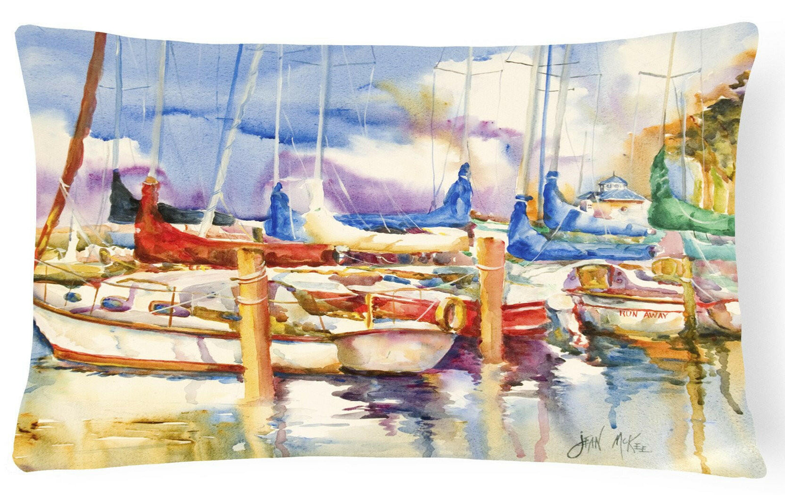 Run Away Sailboats Canvas Fabric Decorative Pillow JMK1072PW1216 by Caroline's Treasures