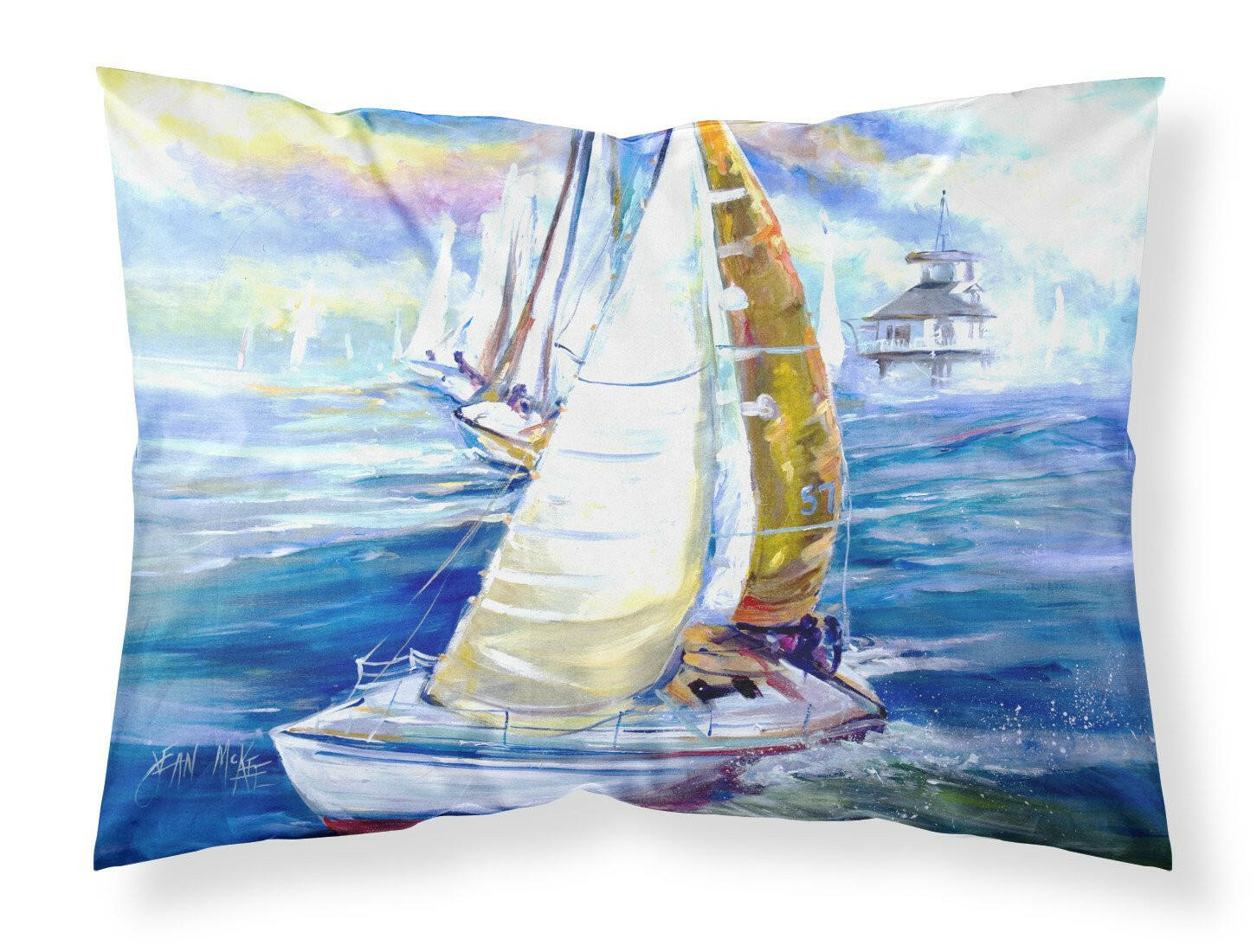 Rock my Boat Sailboats Fabric Standard Pillowcase JMK1073PILLOWCASE by Caroline's Treasures