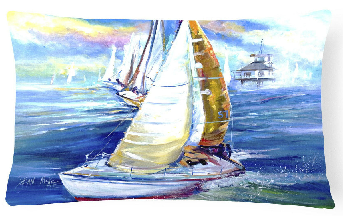 Rock my Boat Sailboats Canvas Fabric Decorative Pillow JMK1073PW1216 by Caroline&#39;s Treasures
