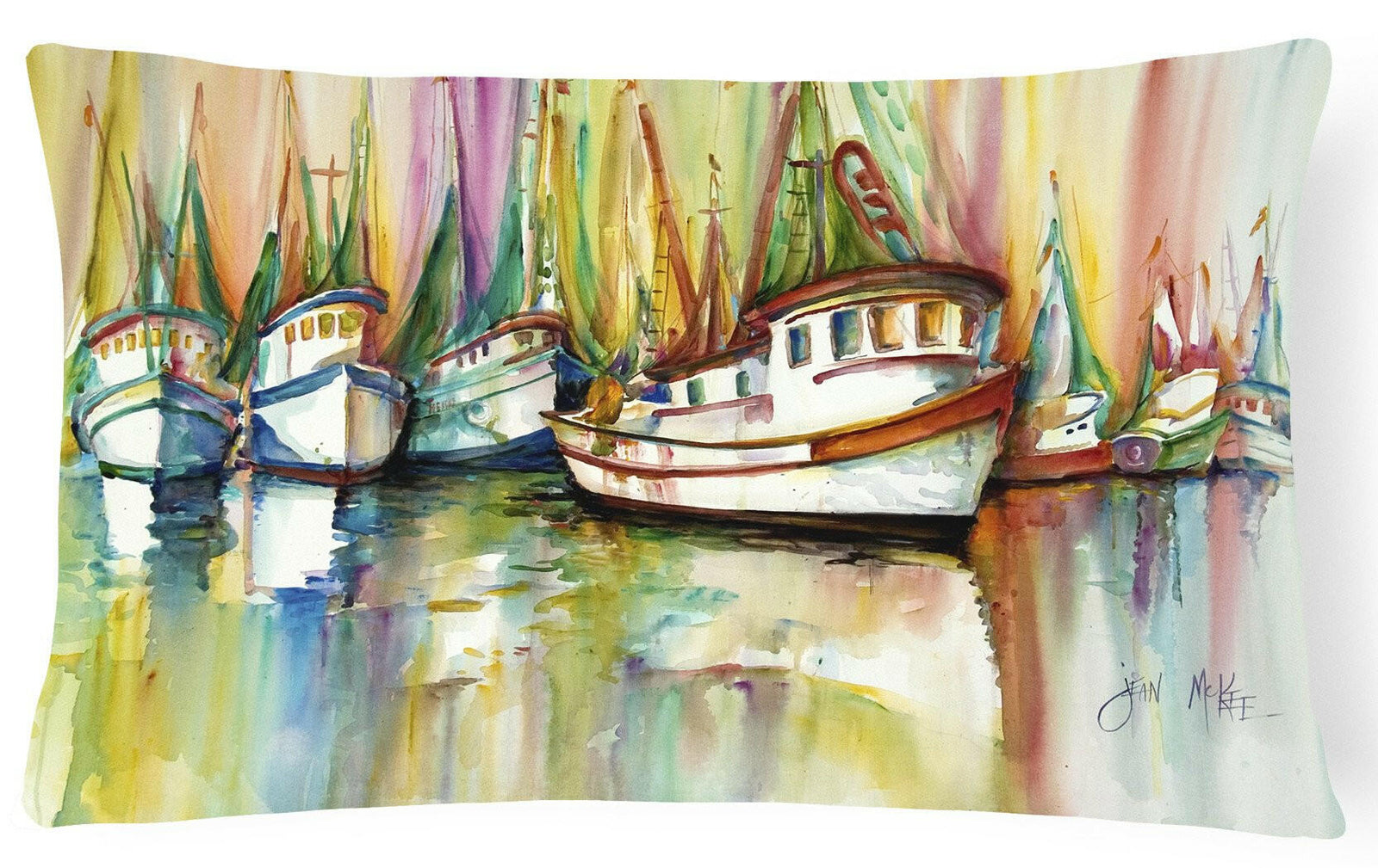 Shrimp Fleet Canvas Fabric Decorative Pillow JMK1074PW1216 by Caroline's Treasures