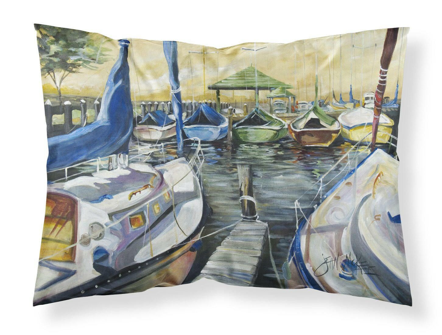 Seven Boats Sailboats Fabric Standard Pillowcase JMK1075PILLOWCASE by Caroline's Treasures