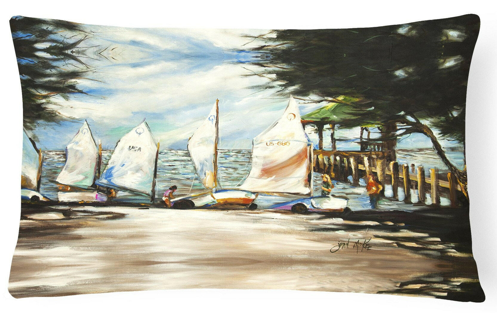 Sailing Lessons Sailboats Canvas Fabric Decorative Pillow JMK1077PW1216 by Caroline's Treasures