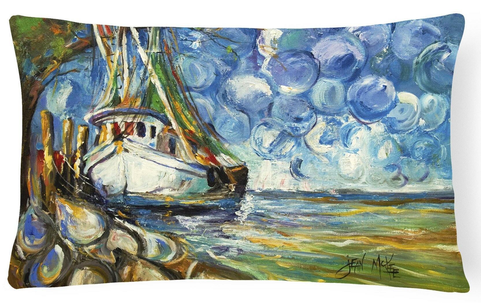 Shrimp Boat  101 Canvas Fabric Decorative Pillow JMK1080PW1216 by Caroline's Treasures