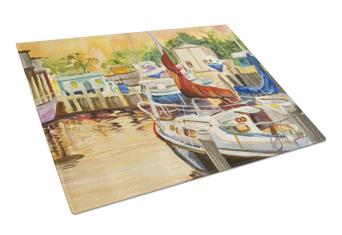 Sunset Bay Sailboat Glass Cutting Board Large JMK1082LCB by Caroline&#39;s Treasures