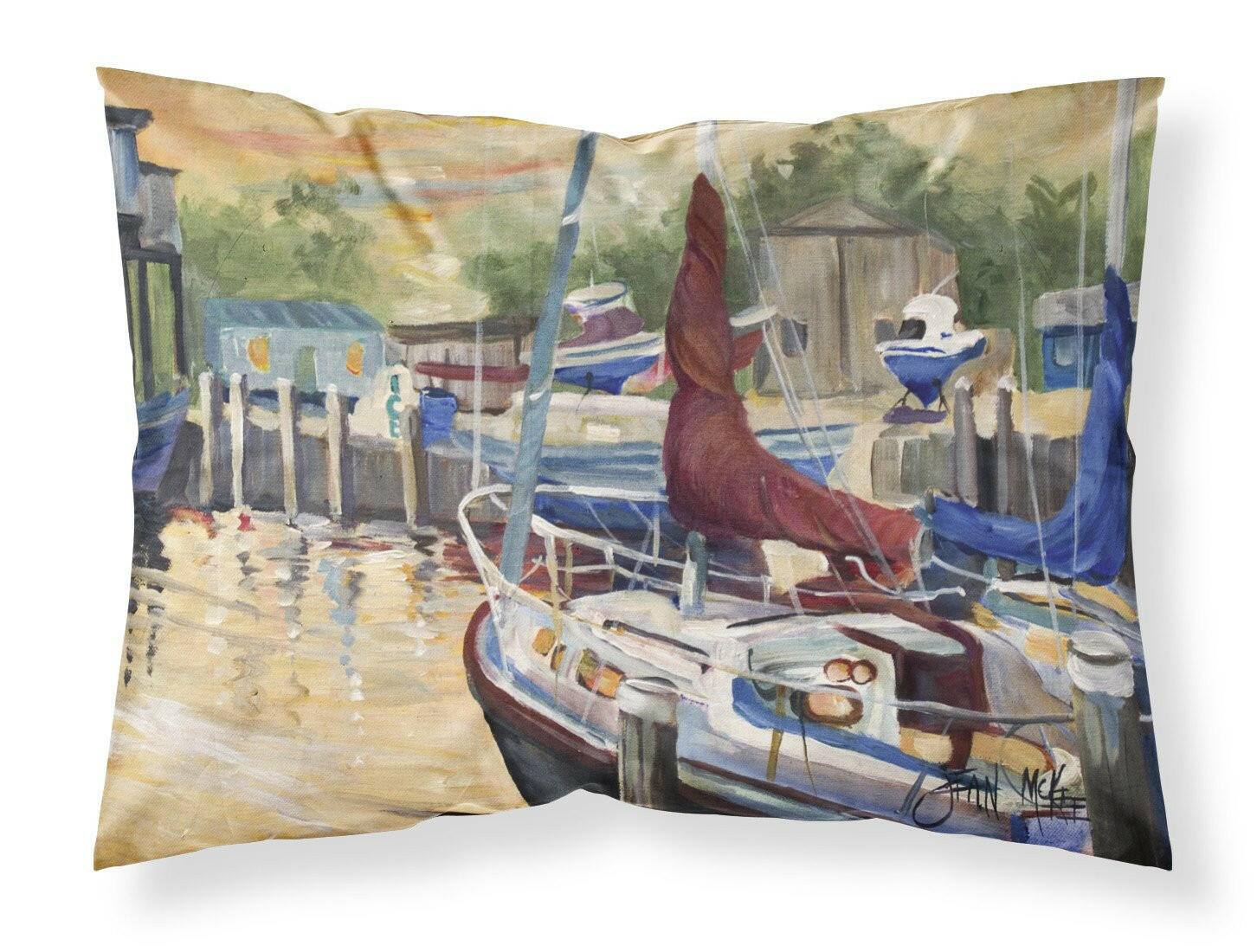 New Sunset Bay Sailboat Fabric Standard Pillowcase JMK1083PILLOWCASE by Caroline's Treasures