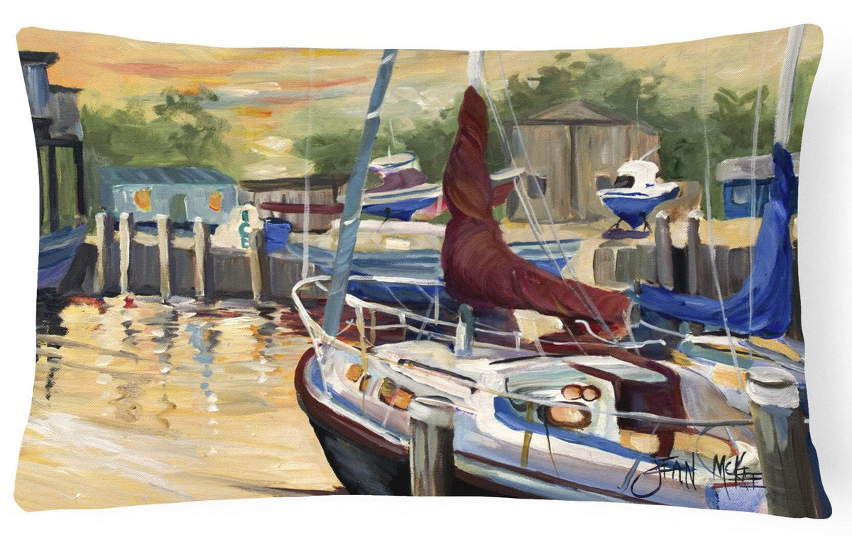 New Sunset Bay Sailboat Canvas Fabric Decorative Pillow JMK1083PW1216 by Caroline&#39;s Treasures