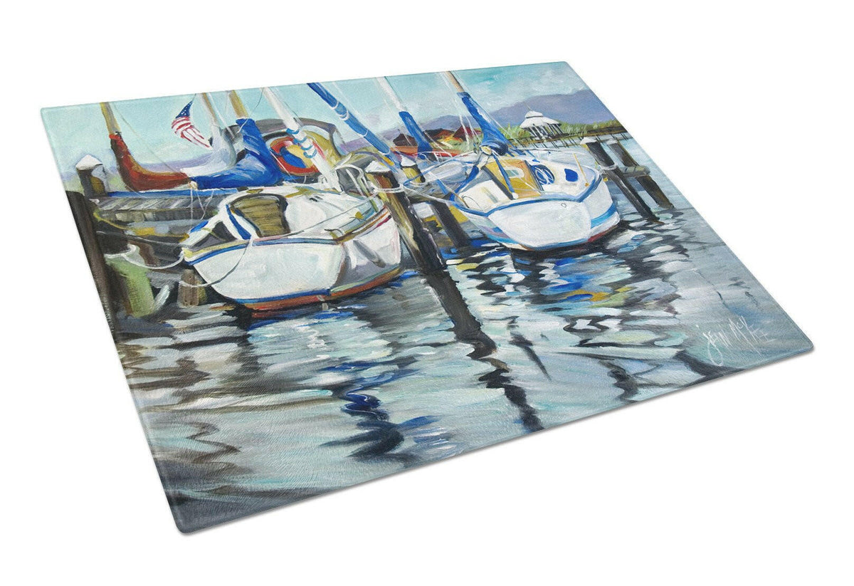 Tourquoise Bay Sailboat Glass Cutting Board Large JMK1087LCB by Caroline&#39;s Treasures