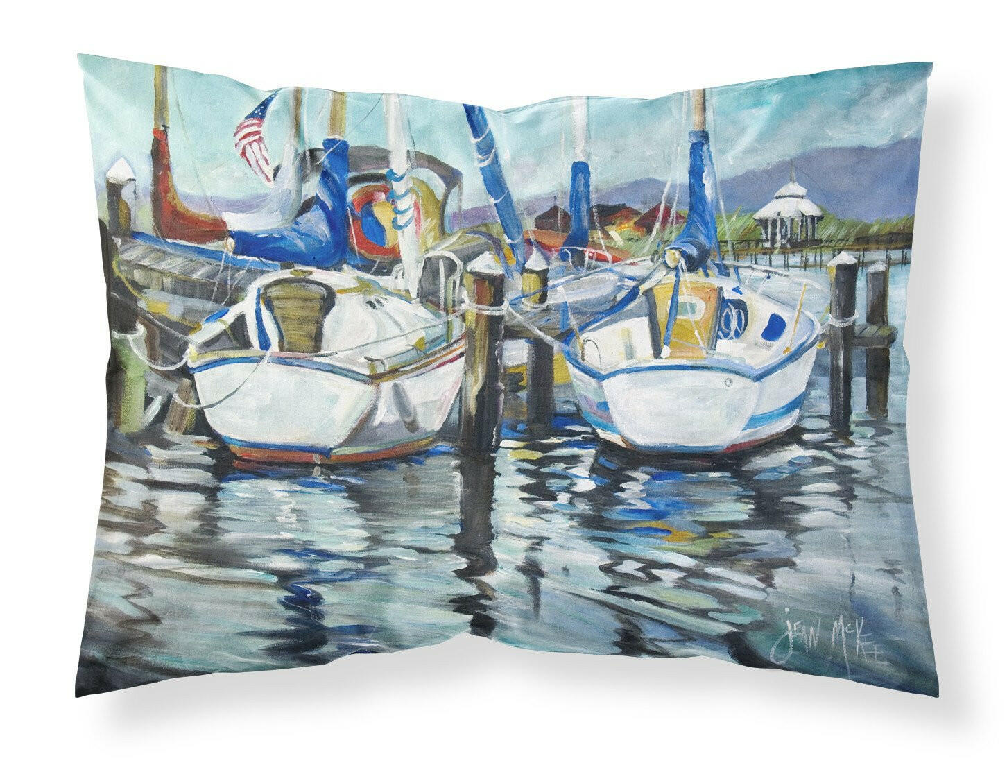 Tourquoise Bay Sailboat Fabric Standard Pillowcase JMK1087PILLOWCASE by Caroline's Treasures