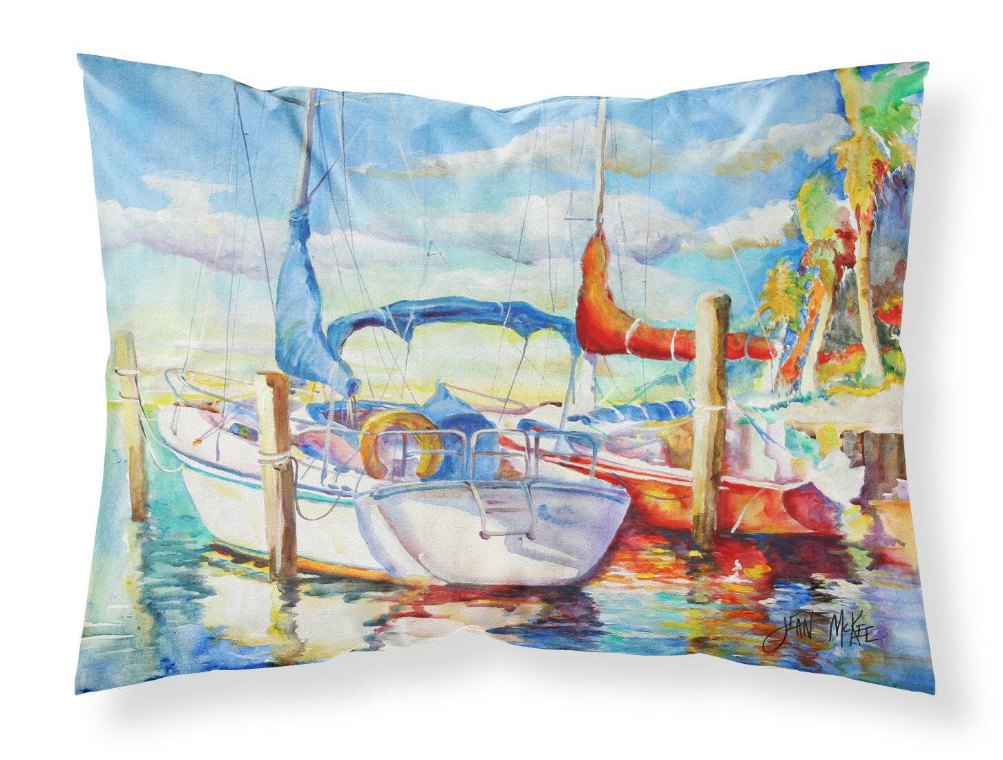 Towering Q Sailboat Fabric Standard Pillowcase JMK1088PILLOWCASE by Caroline's Treasures