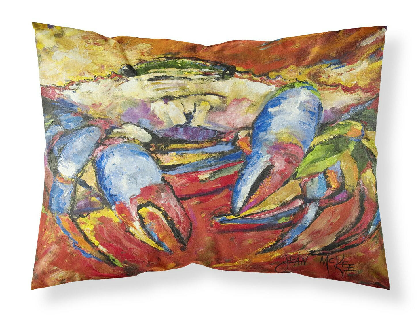 Blue Crab Red Fabric Standard Pillowcase JMK1107PILLOWCASE by Caroline's Treasures