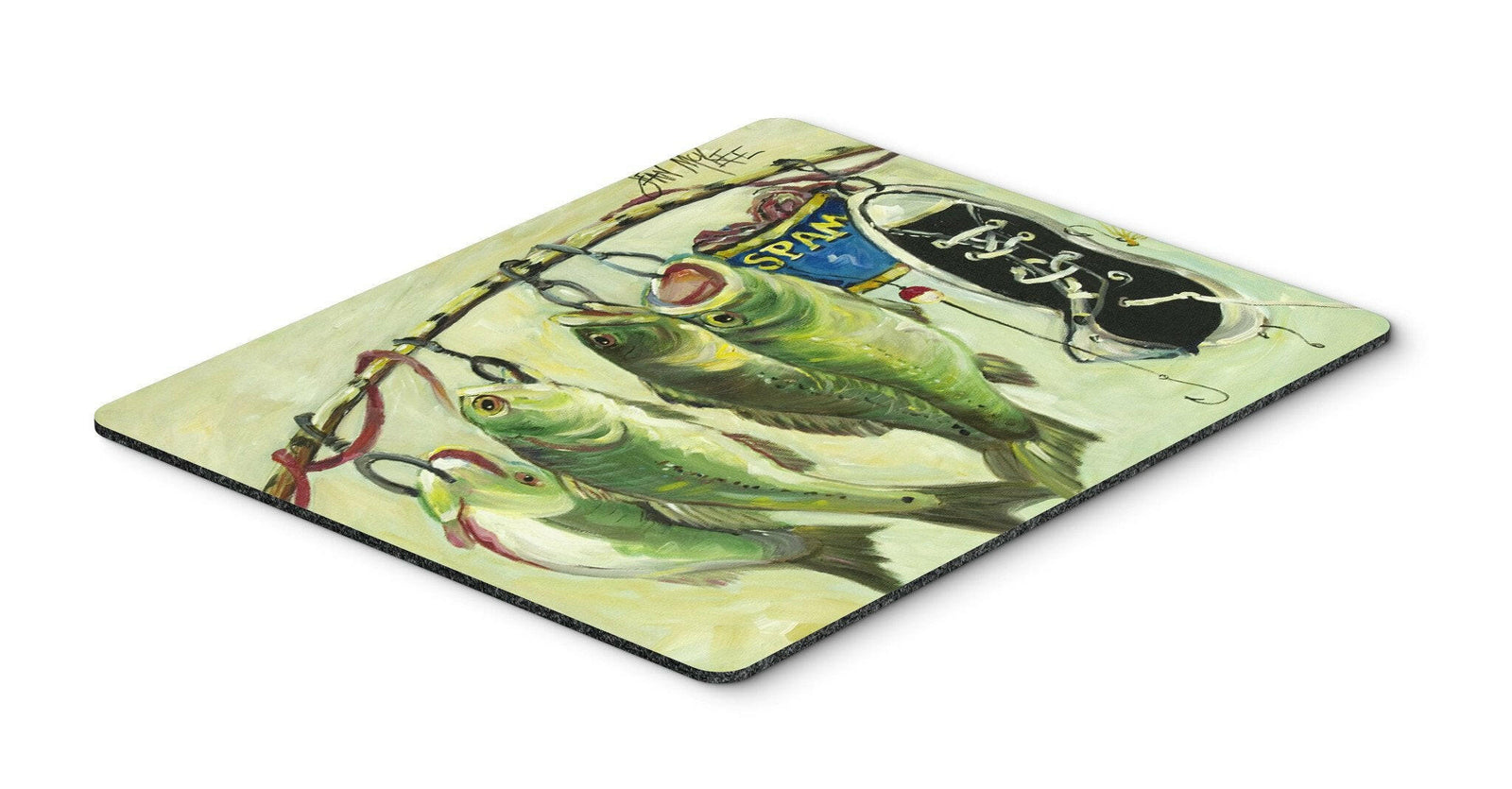 Recession Food Fish caught with Spam Mouse Pad, Hot Pad or Trivet JMK1113MP by Caroline's Treasures