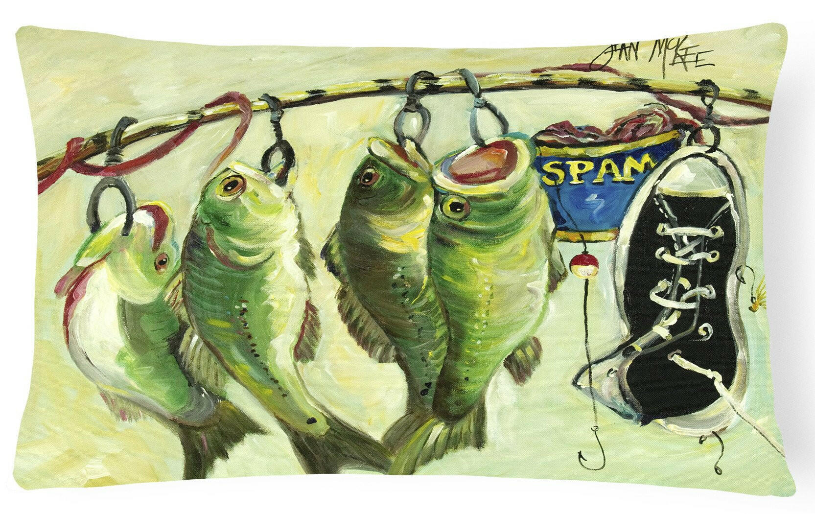 Recession Food Fish caught with Spam Canvas Fabric Decorative Pillow by Caroline's Treasures
