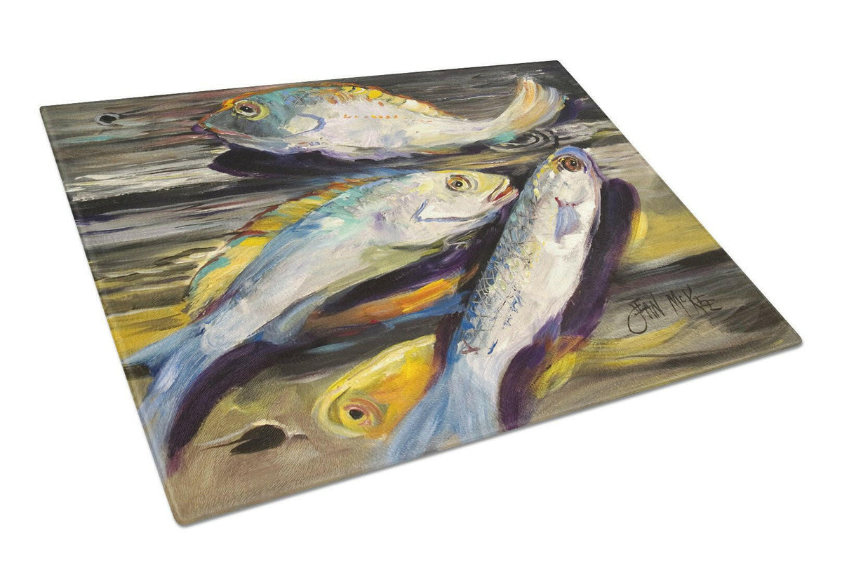 Fish on the Dock Glass Cutting Board Large JMK1116LCB by Caroline&#39;s Treasures
