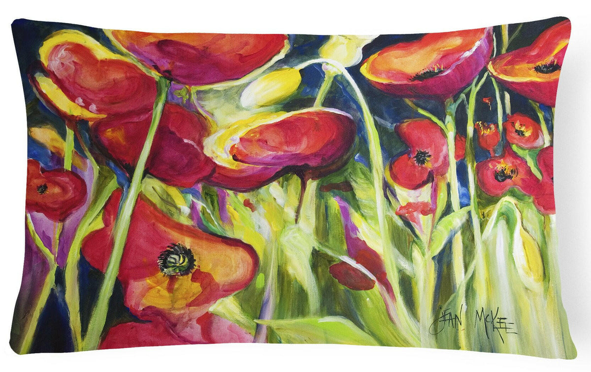 Red Poppies Canvas Fabric Decorative Pillow JMK1121PW1216 by Caroline&#39;s Treasures