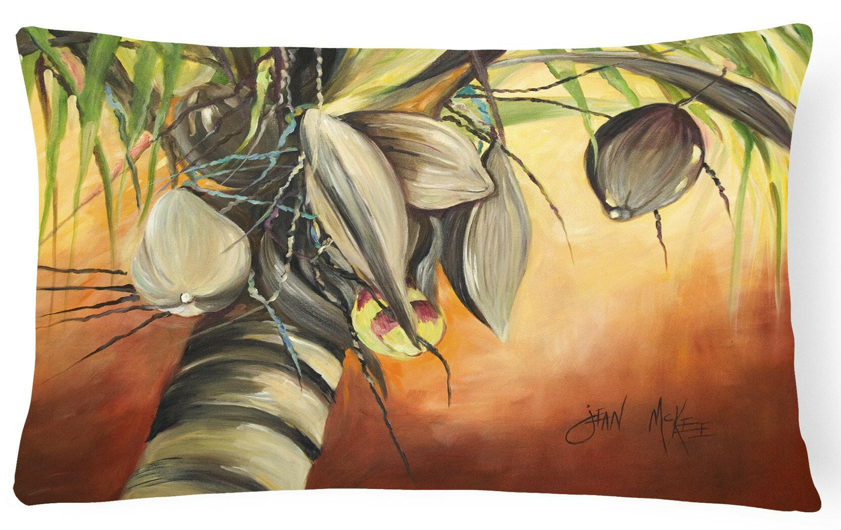 Coconut Tree Canvas Fabric Decorative Pillow JMK1128PW1216 by Caroline's Treasures