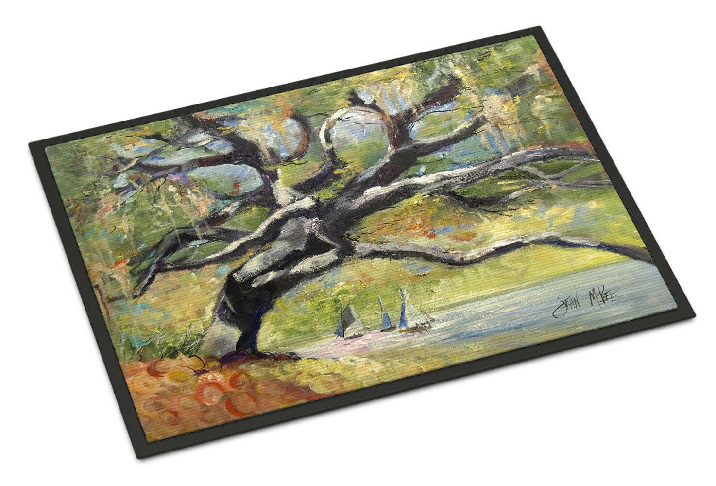 Oak Tree on the Bay with Sailboats Indoor or Outdoor Mat 24x36 JMK1132JMAT - the-store.com