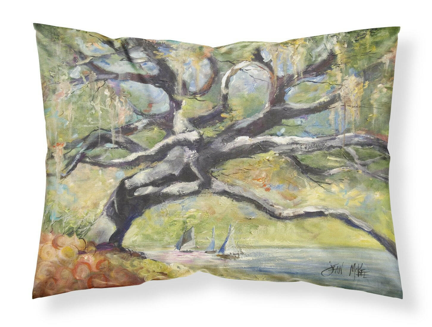 Oak Tree on the Bay with Sailboats Fabric Standard Pillowcase JMK1132PILLOWCASE by Caroline's Treasures