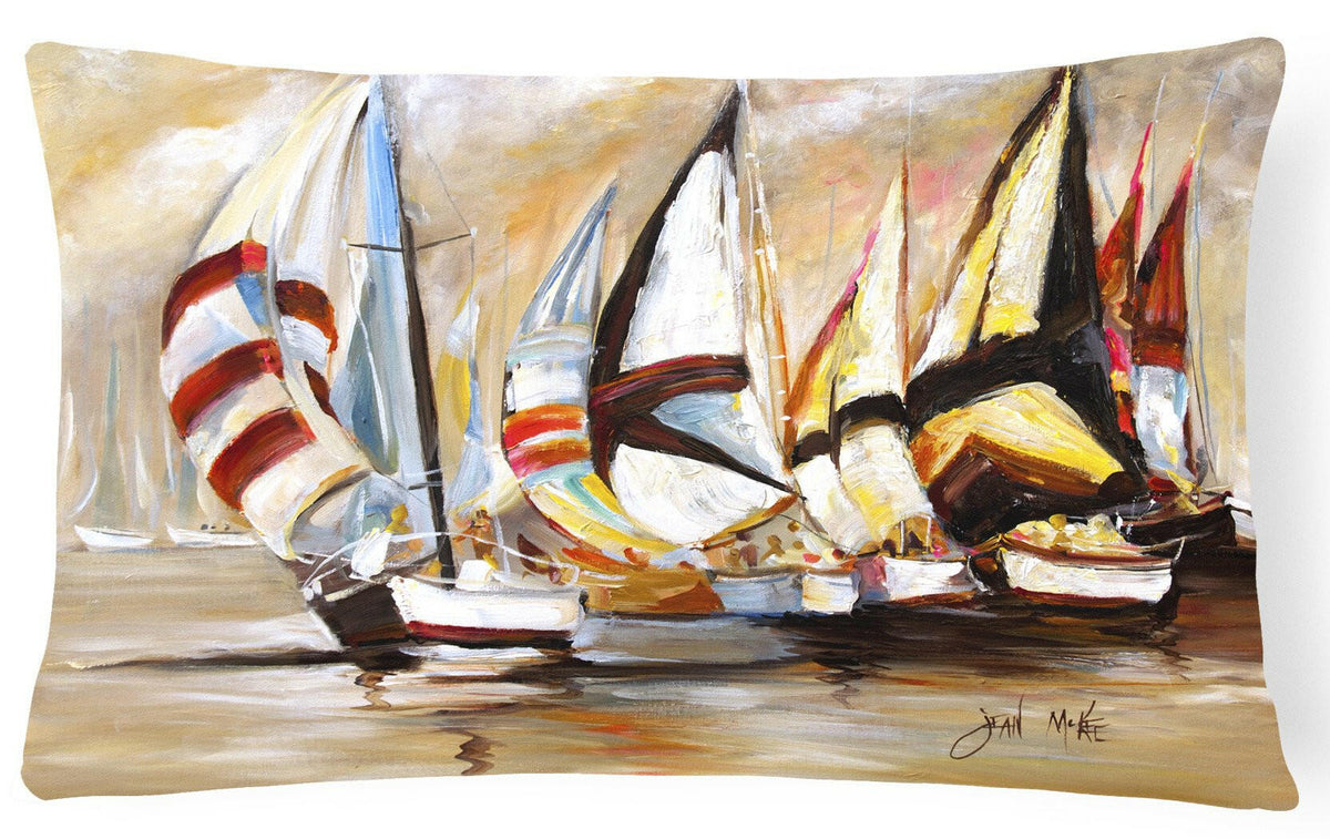 Boat Binge Sailboats Canvas Fabric Decorative Pillow JMK1136PW1216 by Caroline&#39;s Treasures