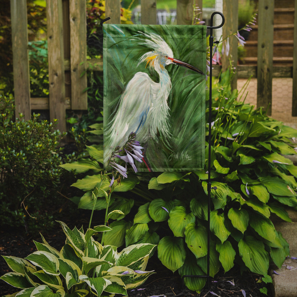 White Egret in Green grasses Flag Garden Size JMK1141GF