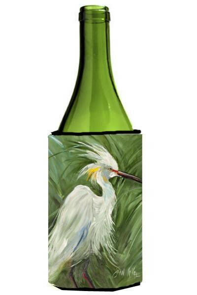 White Egret in Green grasses Wine Bottle Beverage Insulator Hugger JMK1141LITERK by Caroline&#39;s Treasures