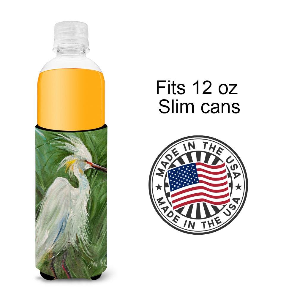 White Egret in Green grasses Ultra Beverage Insulators for slim cans JMK1141MUK
