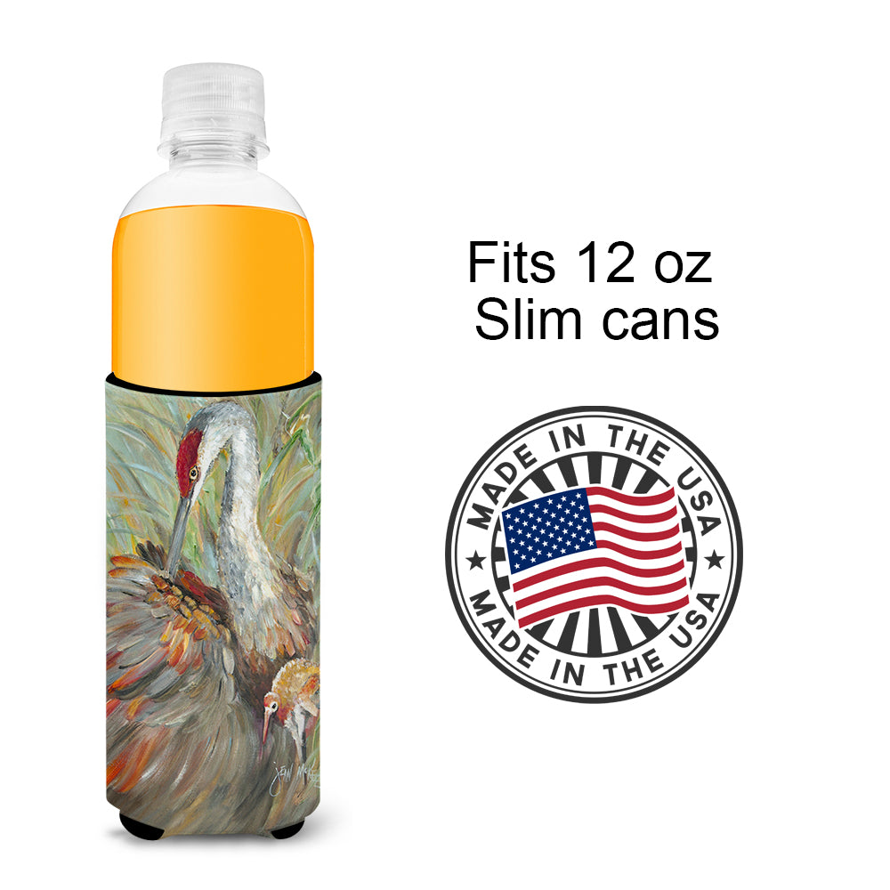 Sandhill Crane with baby Ultra Beverage Insulators for slim cans JMK1143MUK.