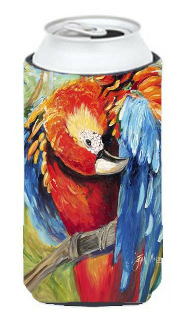 Red Parrot Tall Boy Beverage Insulator Hugger JMK1144TBC by Caroline&#39;s Treasures